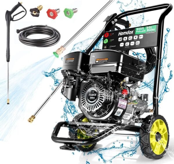 Homdox 4200 Pressure Washer 2.8GPM Gas Power Washer 208 CC Gas Powered Washing Machine Commercial High Pressure Washer with 25ft Hose&3 Nozzles for Patio Garden Yard Vehicle,...